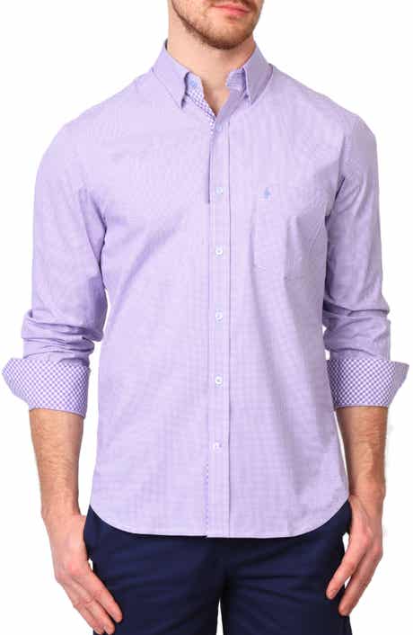 TailorByrd Micro Gingham Stretch Cotton Button-Up Shirt
