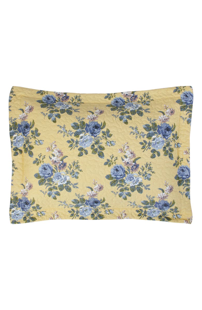 Laura Ashley Yellow Floral Twin Quilt & Sham Set, Alternate, color, Pale Yellow