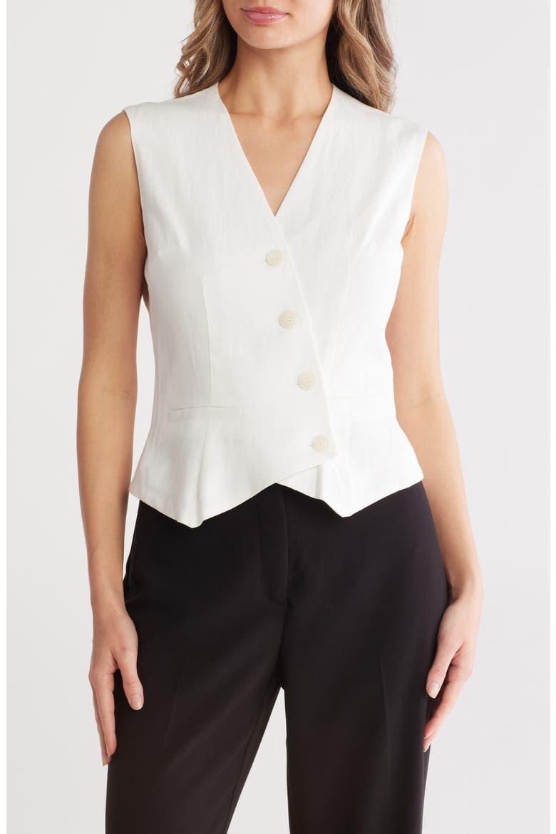 Asymmetric Button Front Vest, Main, color, OFF WHITE