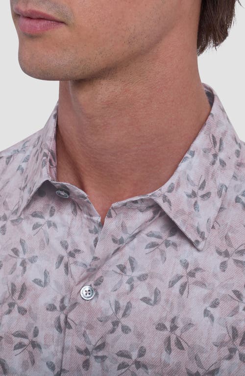 Bugatchi Julian Shaped Fit Leaf Print Button-up Shirt In Pink