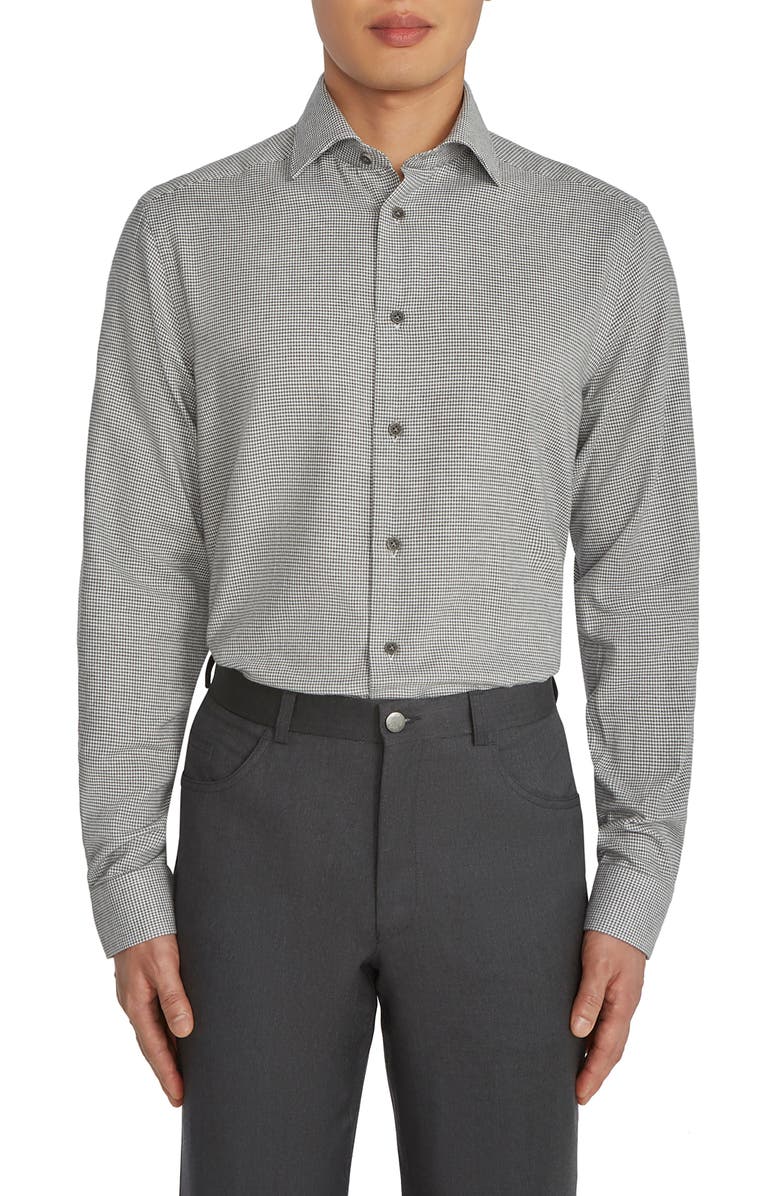 Jack Victor Glen Modern Fit Houndstooth Check Cotton Button-Up Shirt, Main, color,