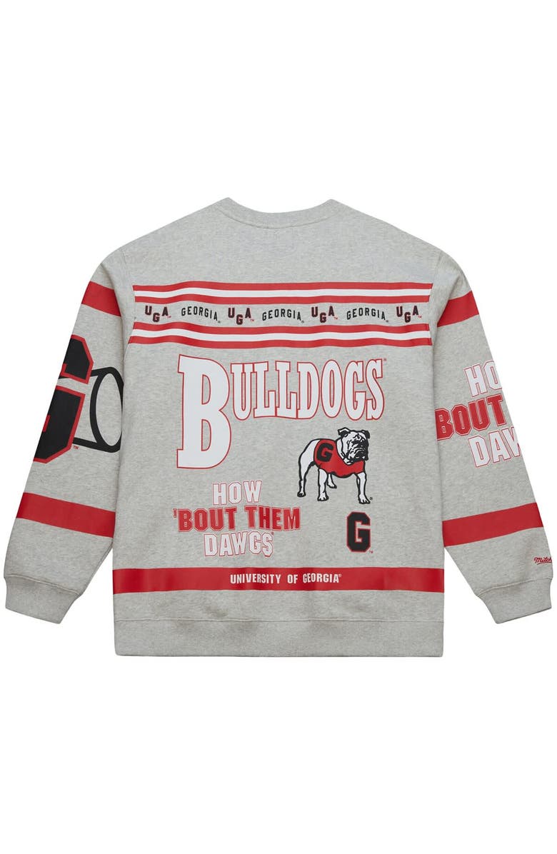 Mitchell & Ness Men's Mitchell & Ness Heather Gray Georgia Bulldogs All Over Print Sweatshirt, Alternate, color, Heather Gray
