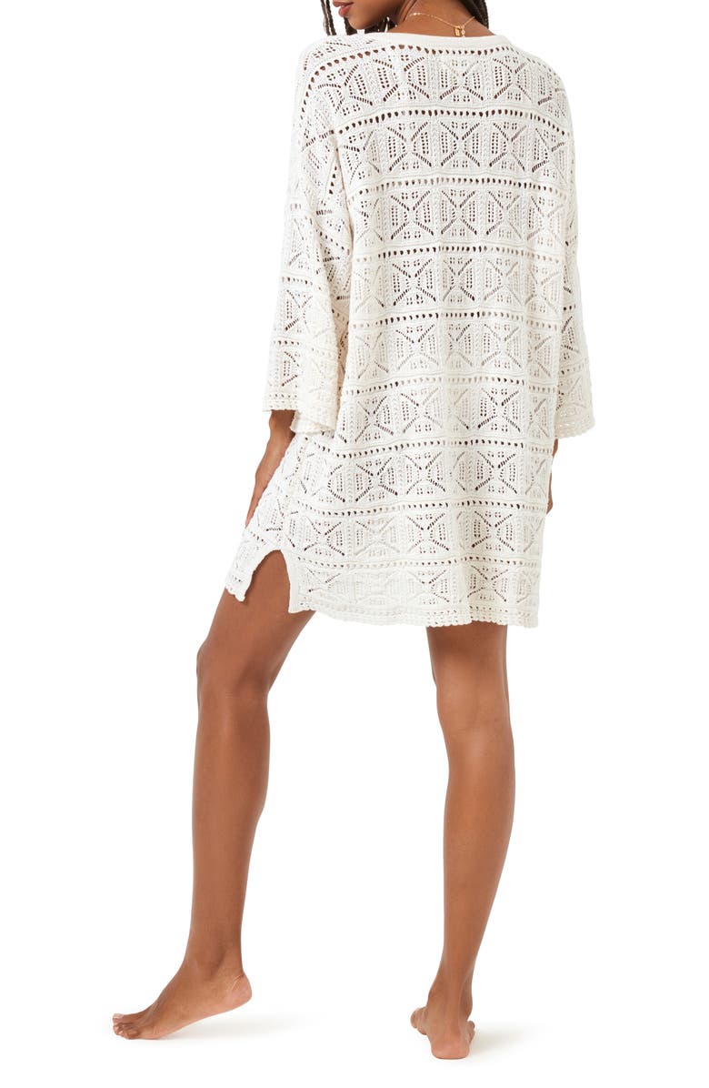 LSPACE Diamond Eyes Sheer Cover-Up Tunic, Alternate, color, Cream