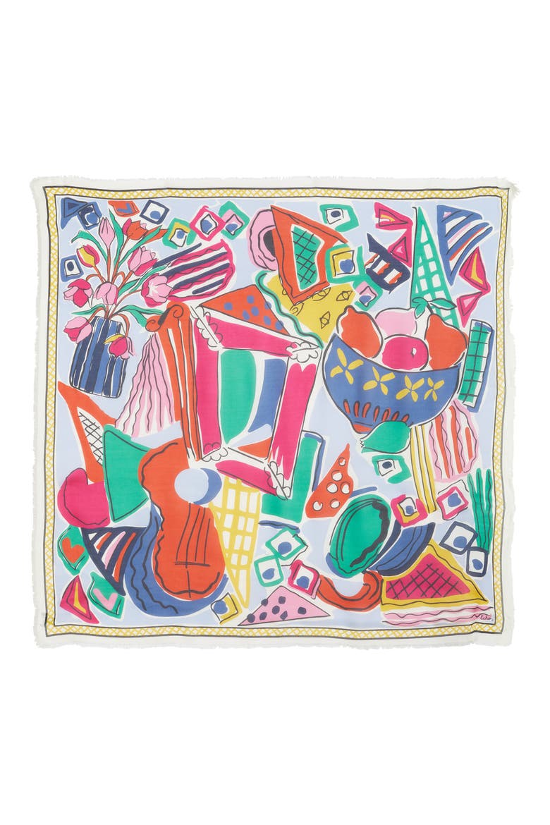 Cubists Square Scarf, Alternate, color, BLUE MULTI