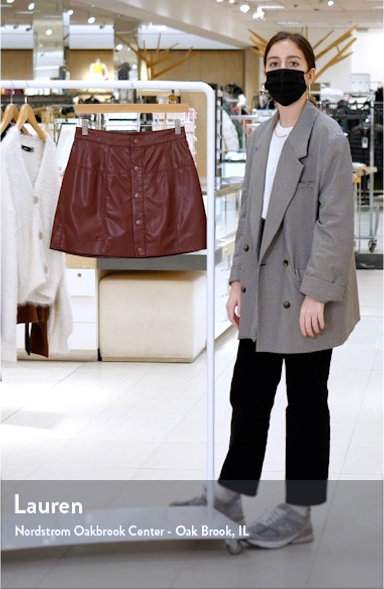 Maisie Button Front Faux Leather Miniskirt, sales video thumbnail