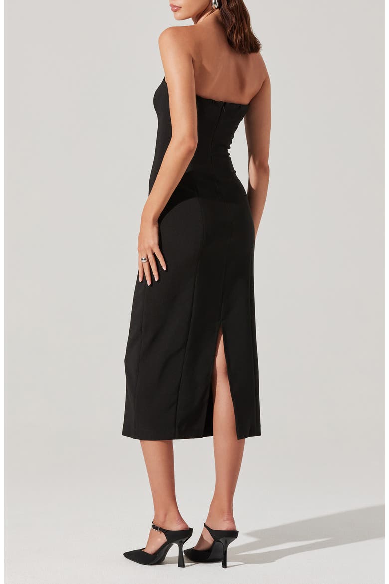 Strapless Tuxedo Midi Dress, Alternate, color, BLACK