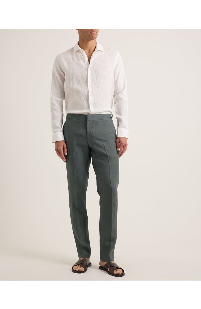 Orlebar Brown Justin Lino Relaxed Fit Classic Collar Italian Linen Shirt, Main, color, White