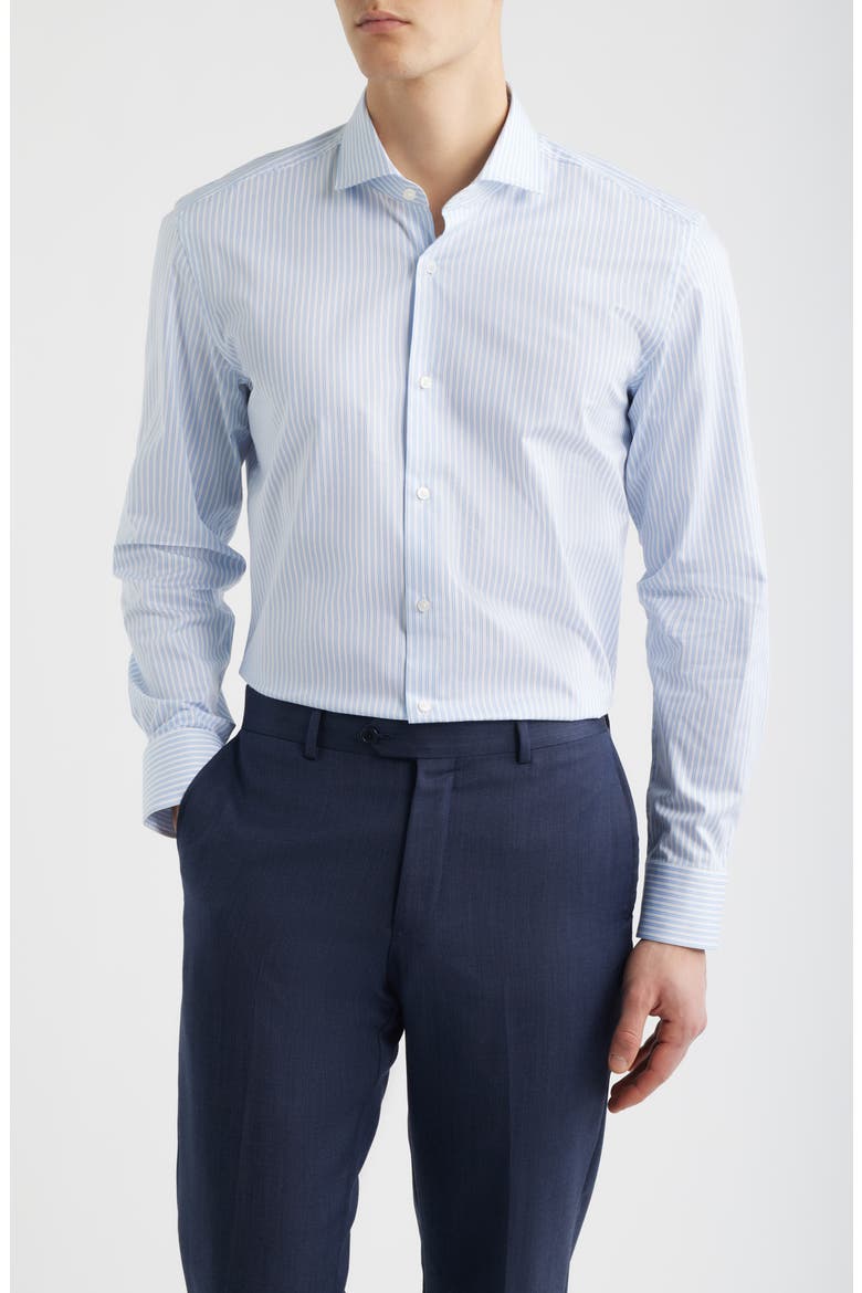 Hank Slim Fit Stripe Stretch Cotton Dress Shirt, Main, color, LIGHT/ PASTEL BLUE