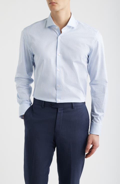 Hank Slim Fit Stripe Stretch Cotton Dress Shirt (Regular & Big)