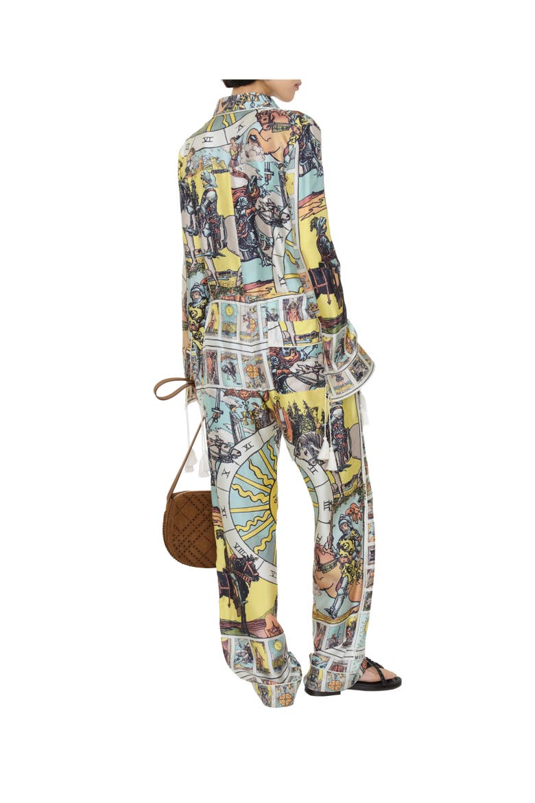 Tarot Silk Pyjama Trousers, Alternate, color, Seaside blue