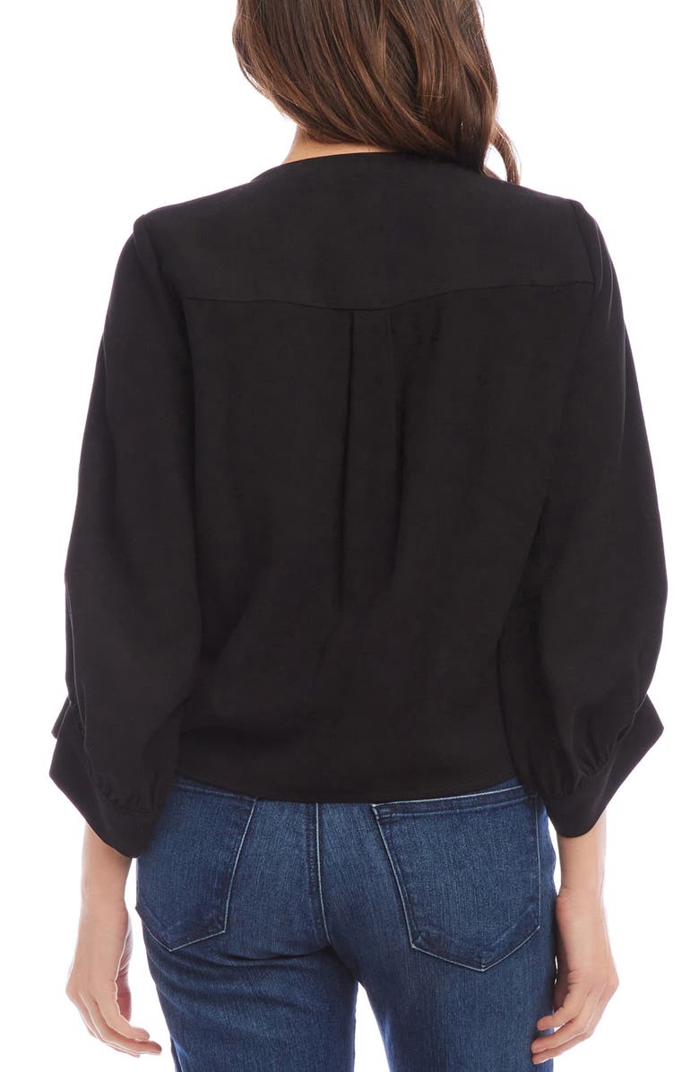 Karen Kane Tie Front Blouson Sleeve Top, Alternate, color, 