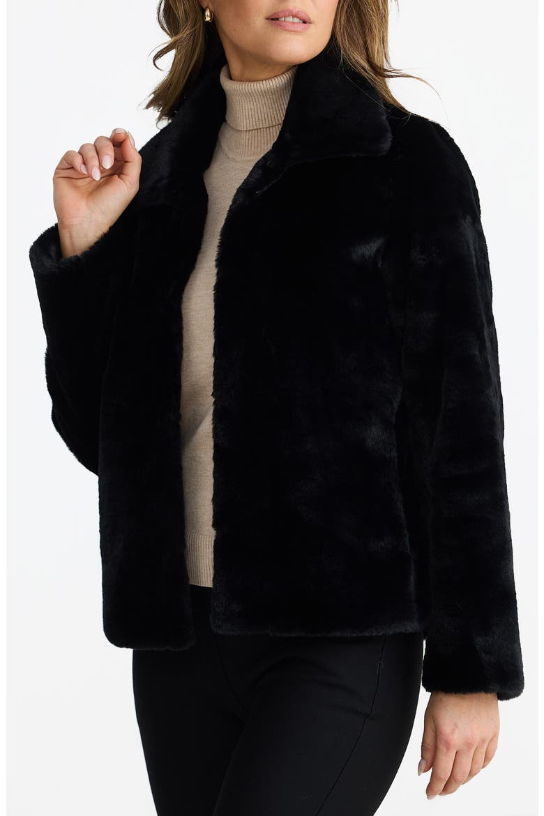 Steinway Faux Fur Jacket, Alternate, color, BLACK