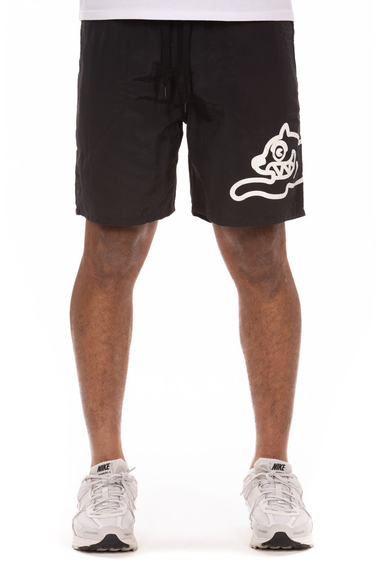 Cone Nylon Drawstring Shorts, Main, color, BLACK