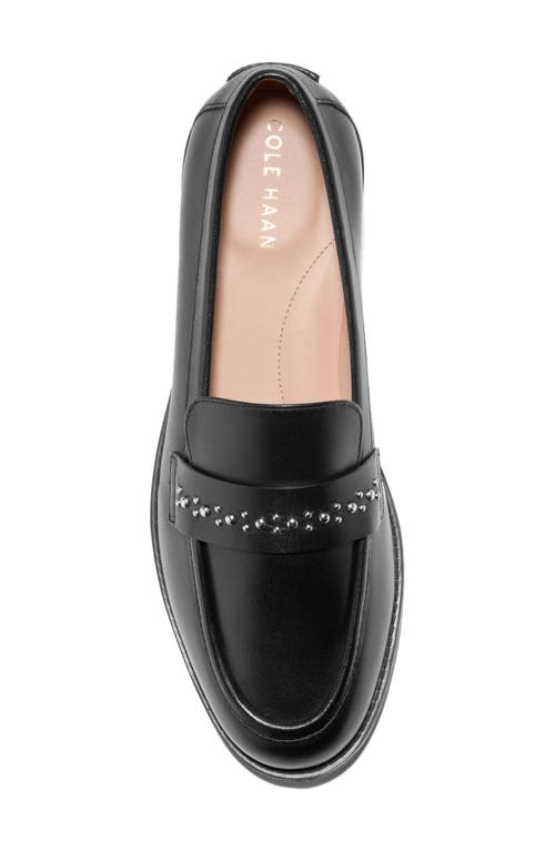 Cole Haan Stassi Embellished Stud Loafer In Black Leather