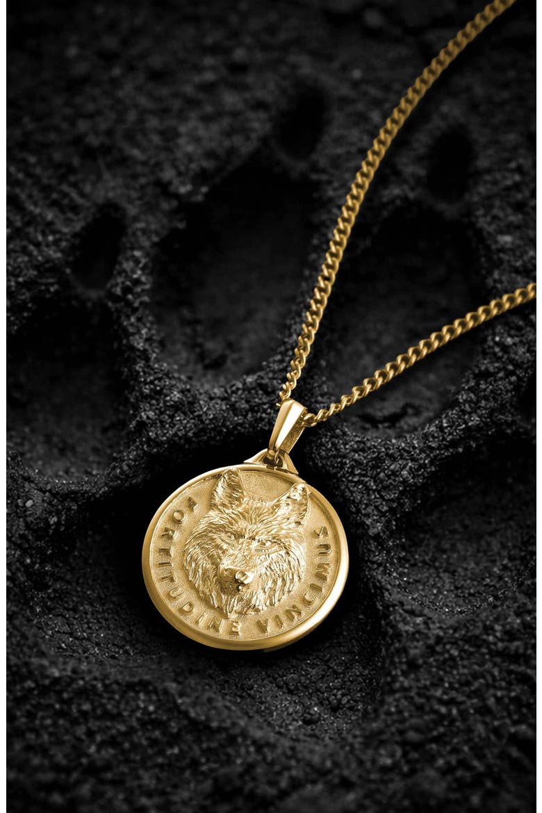 Wolf Pendant Necklace, Alternate, color, GOLD