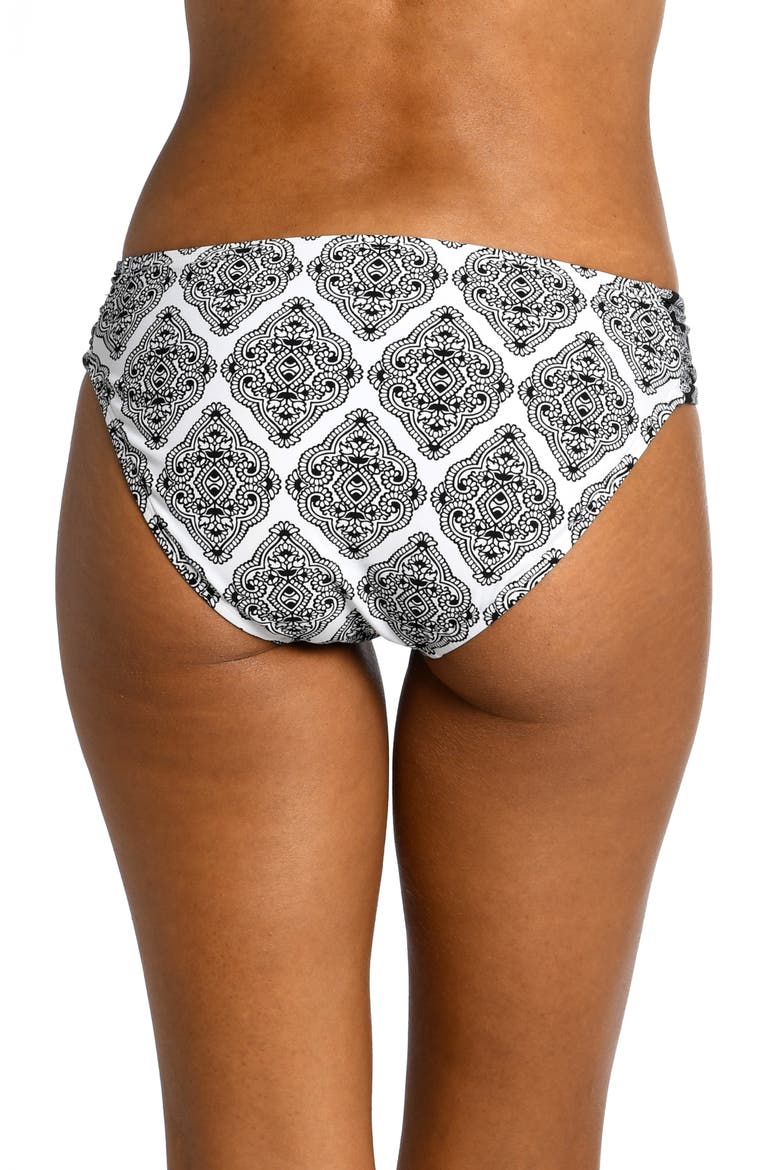 Oasis Side Shirred Bikini Bottoms, Alternate, color, BLACK/ WHITE