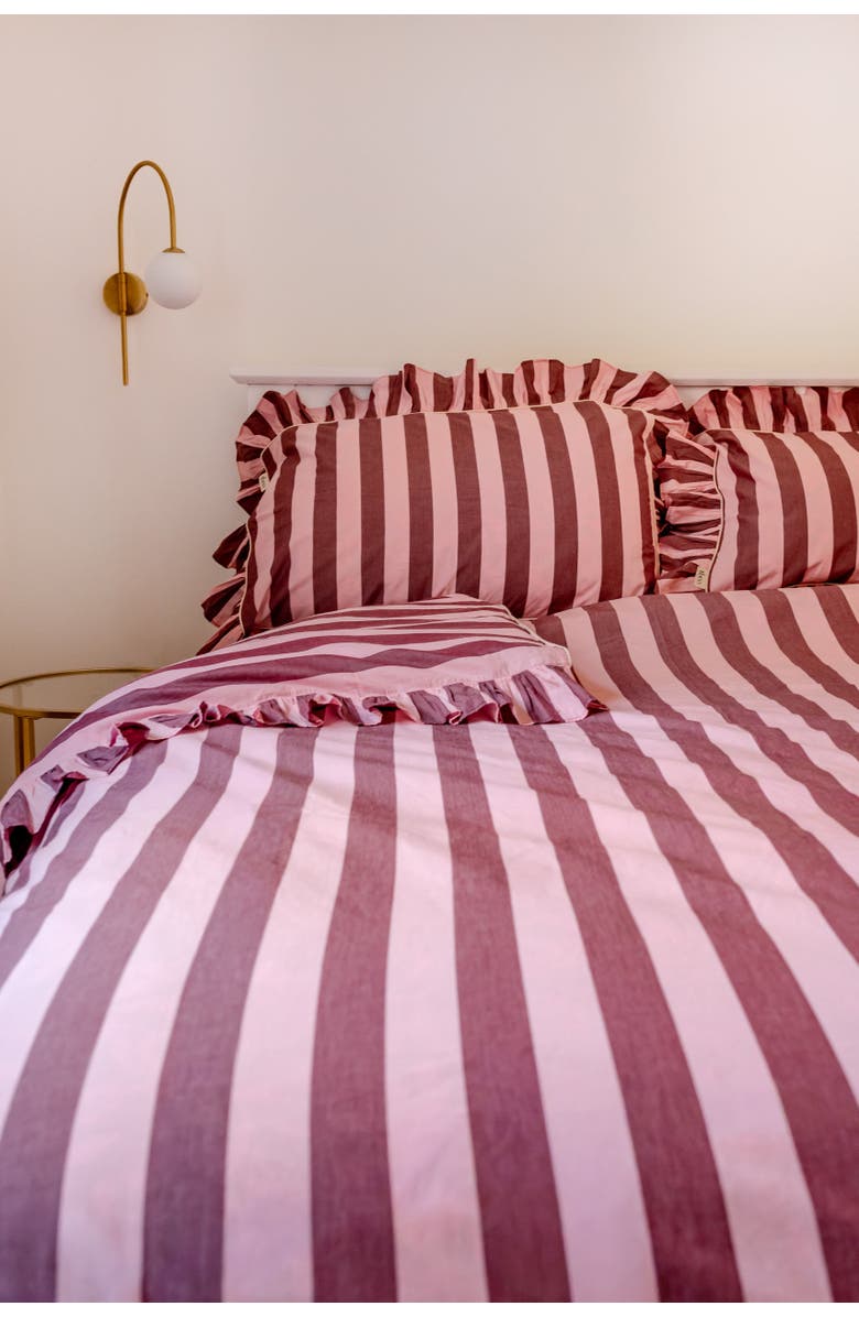 TBCo Cotton Ruffle Bedding Set, Alternate, color, Pink & Burgundy