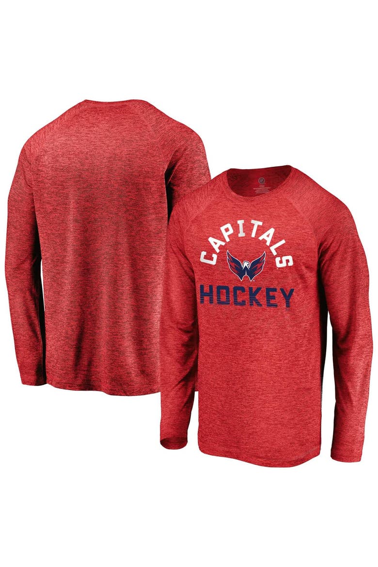 Men's Fanatics Athletic Red Washington Capitals Iconic Striated Breezer Raglan Long Sleeve T-Shirt, Main, color, Athletic Red