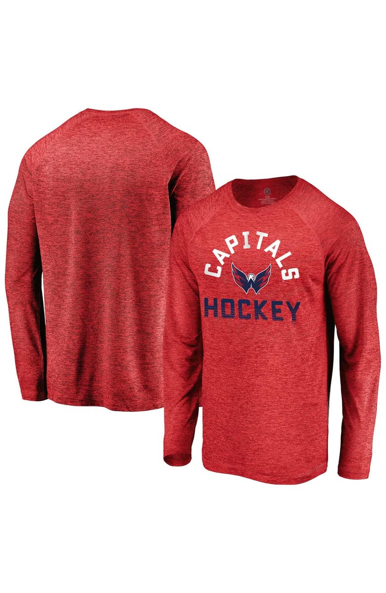 FANATICS Men's Fanatics Athletic Red Washington Capitals Iconic Striated Breezer Raglan Long Sleeve T-Shirt, Main, color, Athletic Red