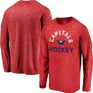 FANATICS Men's Fanatics Athletic Red Washington Capitals Iconic Striated Breezer Raglan Long Sleeve T-Shirt