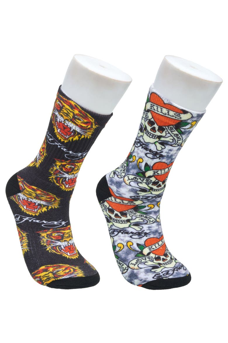 360 Print Full Cushion Crew Sock 2-Pack, Main, color, Grey