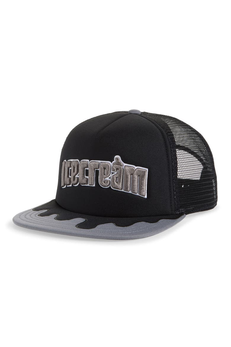 Drippy Trucker Hat, Main, color, BLACK
