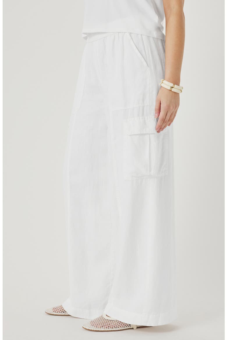 Stella Linen Cargo Pull-On Pants, Alternate, color, WHITE