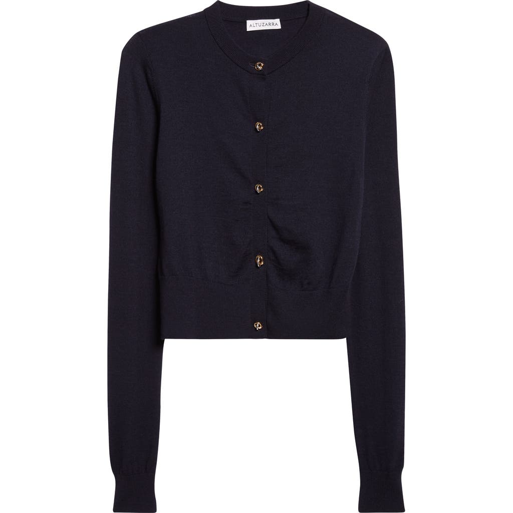 Altuzarra Arlette Merino Wool Blend Cardigan In Blue
