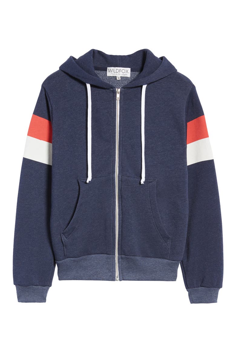 Regan Varsity Stripe Zip Hoodie, Alternate, color, OXFORD