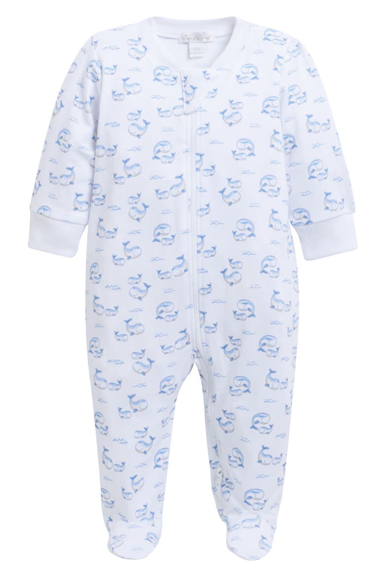 Print Pima Cotton Footie, Main, color, BLUE