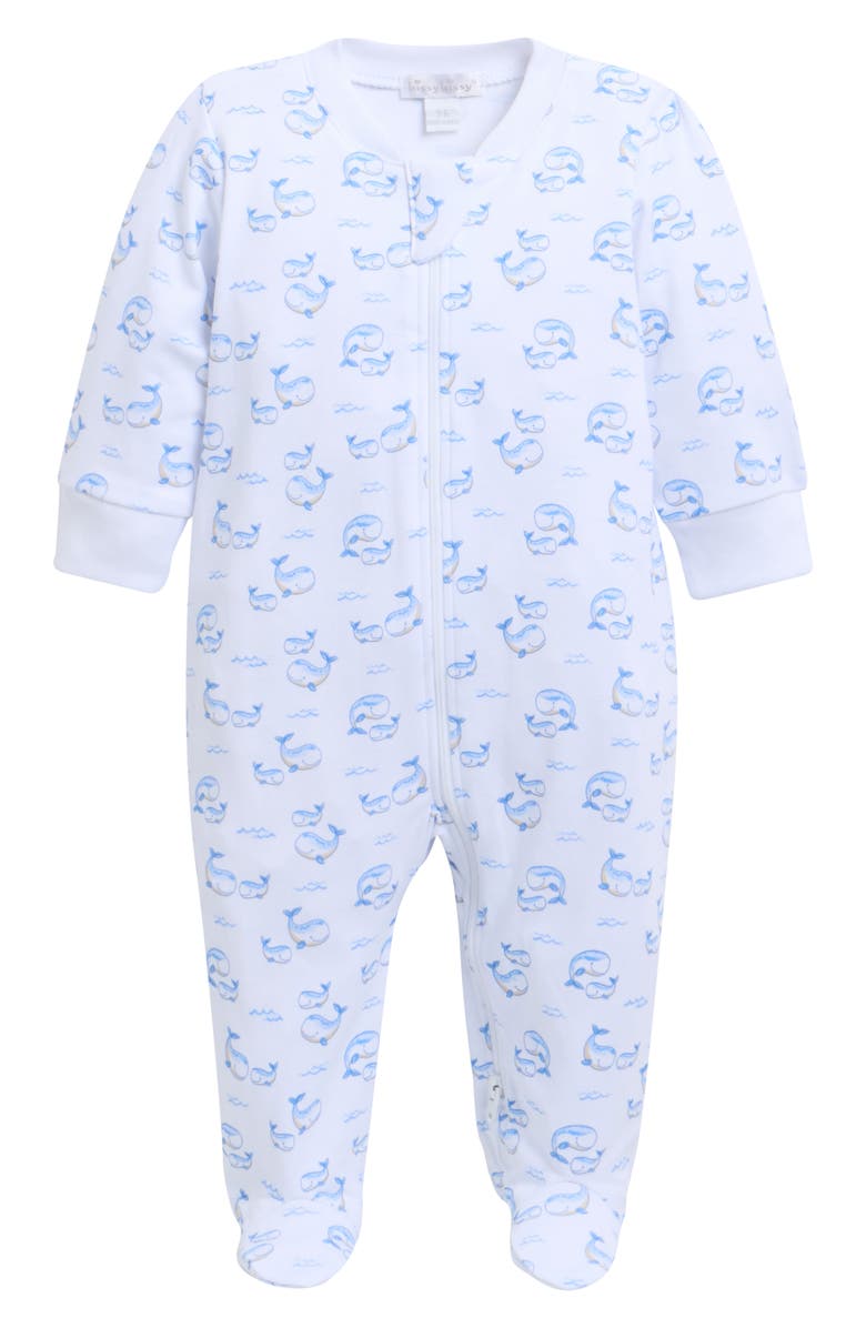 Kissy Kissy Print Pima Cotton Footie, Main, color, Blue