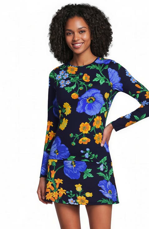 Crew Neck Long Sleeve Rash Guard UPF 50 Swim Tee