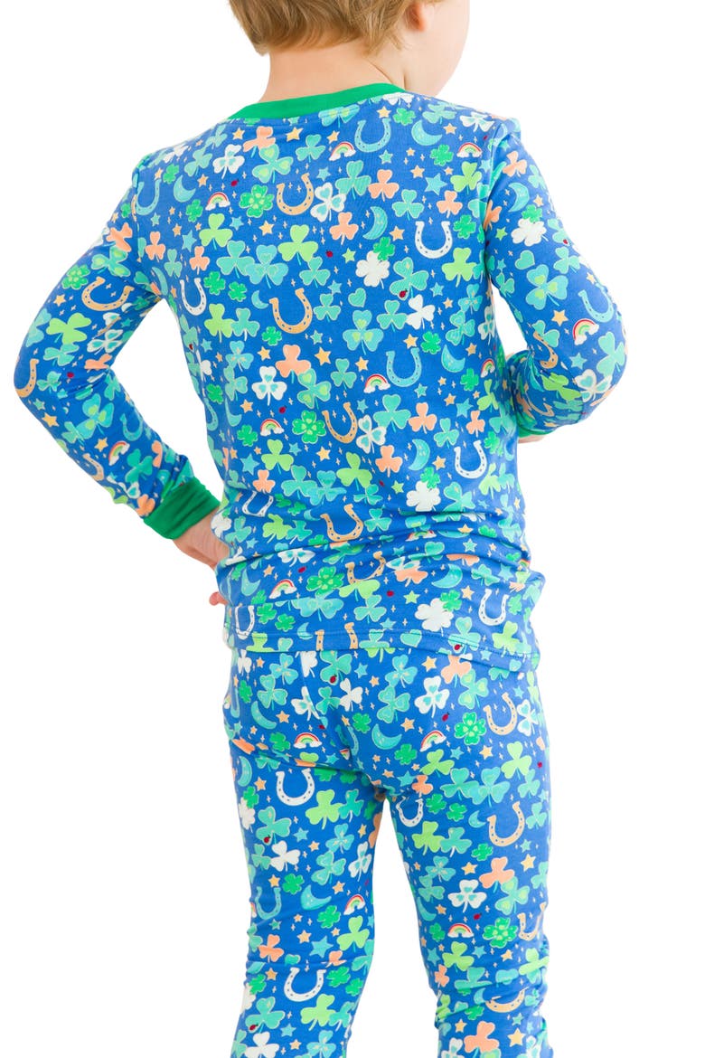 Lucky Day Fitted Two-Piece Pajamas, Alternate, color, BLUE