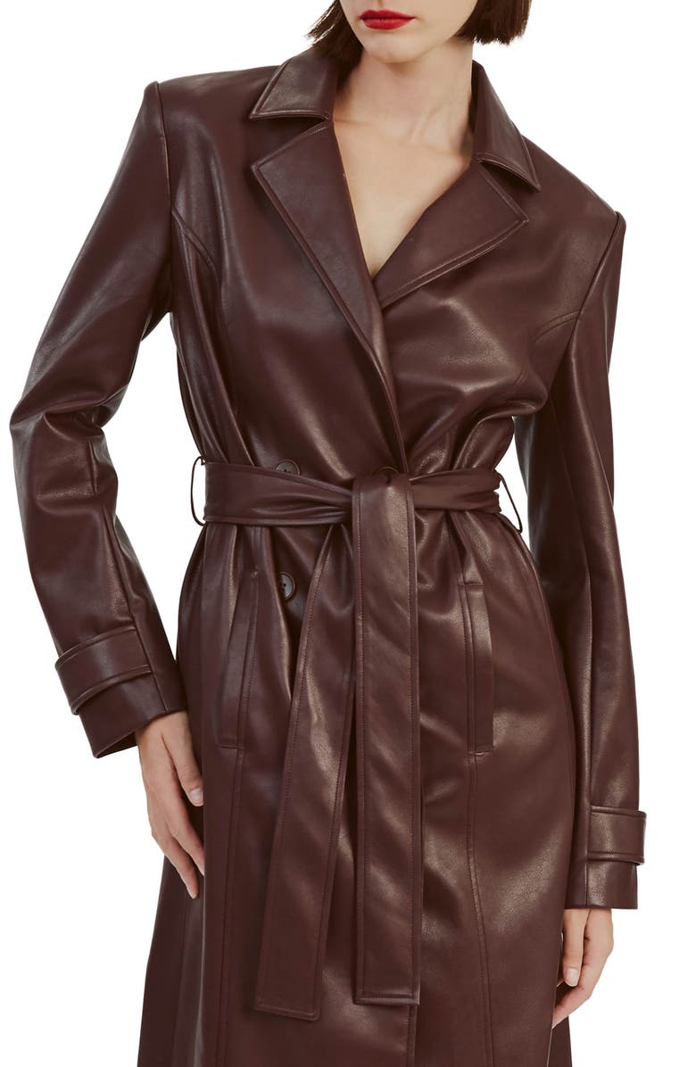 Bardot Faux Leather Trench Coat, Alternate, color, 