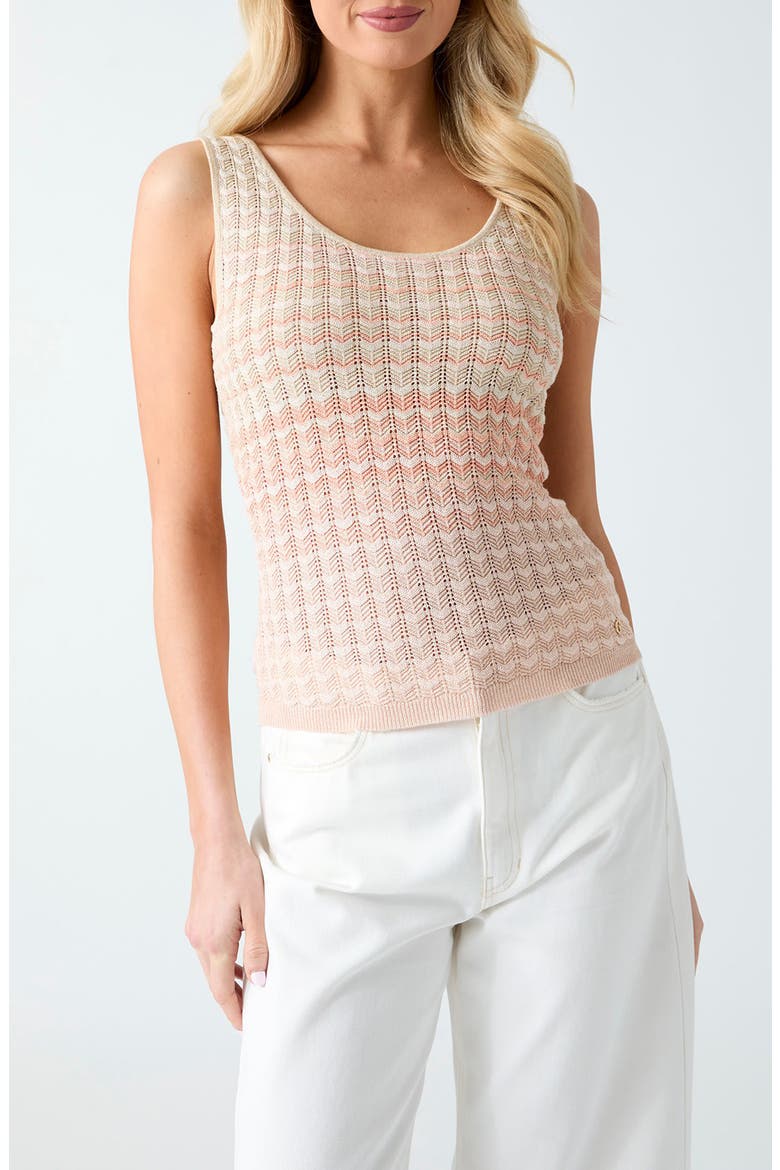 Rosalyn Metallic Pointelle Sweater Tank, Main, color, PEACH BEIGE/ VANILLA