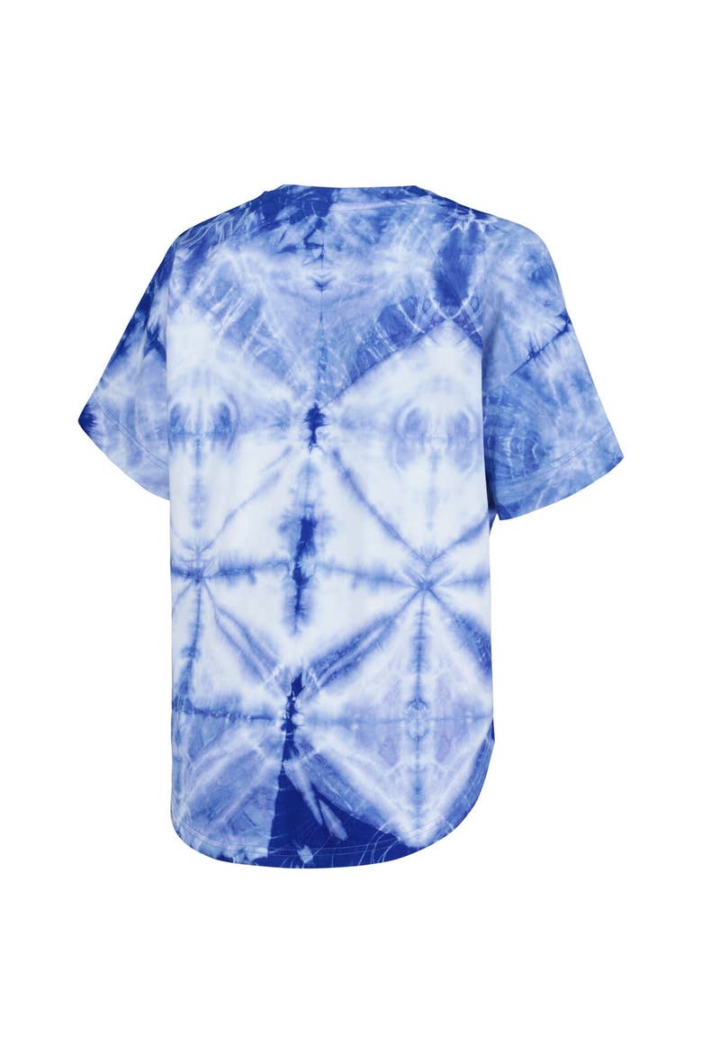 Women's G-III 4Her by Carl Banks Royal Golden State Warriors Tournament Raglan Oversized Tie-Dye V-Neck T-Shirt, Alternate, color, Royal