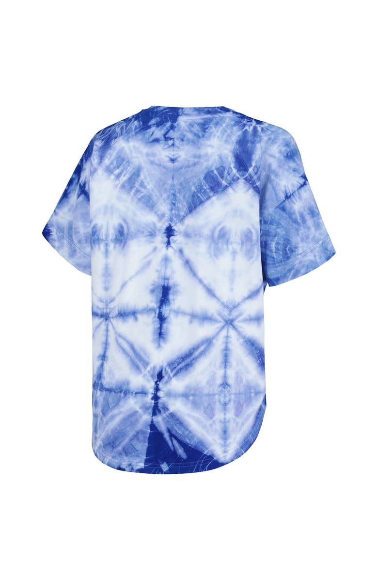 G-III 4HER BY CARL BANKS Women's G-III 4Her by Carl Banks Royal Golden State Warriors Tournament Raglan Oversized Tie-Dye V-Neck T-Shirt, Alternate, color, Royal
