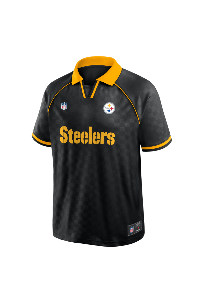 Men's Fanatics Black/Gold Pittsburgh Steelers Homerun Raglan V-Neck Polo, Alternate, color, Black