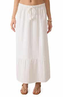 Faherty Dune Organic Cotton Gauze Drawstring Maxi Skirt