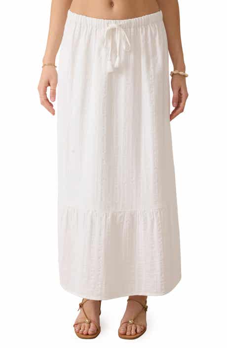 Faherty Dune Organic Cotton Gauze Drawstring Maxi Skirt