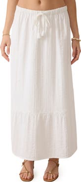 Faherty Dune Organic Cotton Gauze Drawstring Maxi Skirt