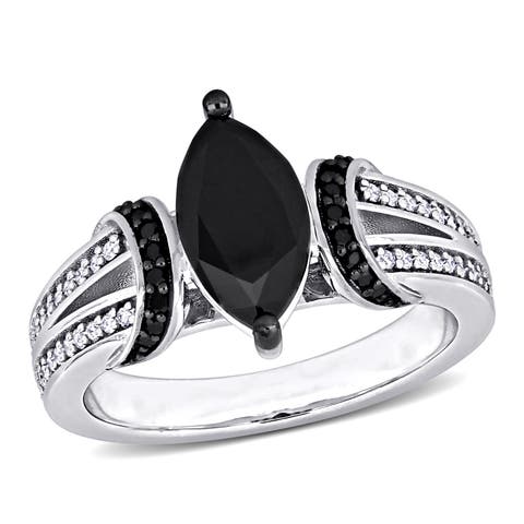 Black & White Diamond Marquise Ring 14k