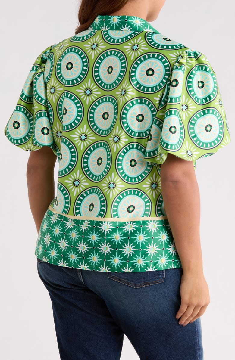 BY DESIGN Morocco Bubble Sleeve Top, Alternate, color, Roulette Mandala