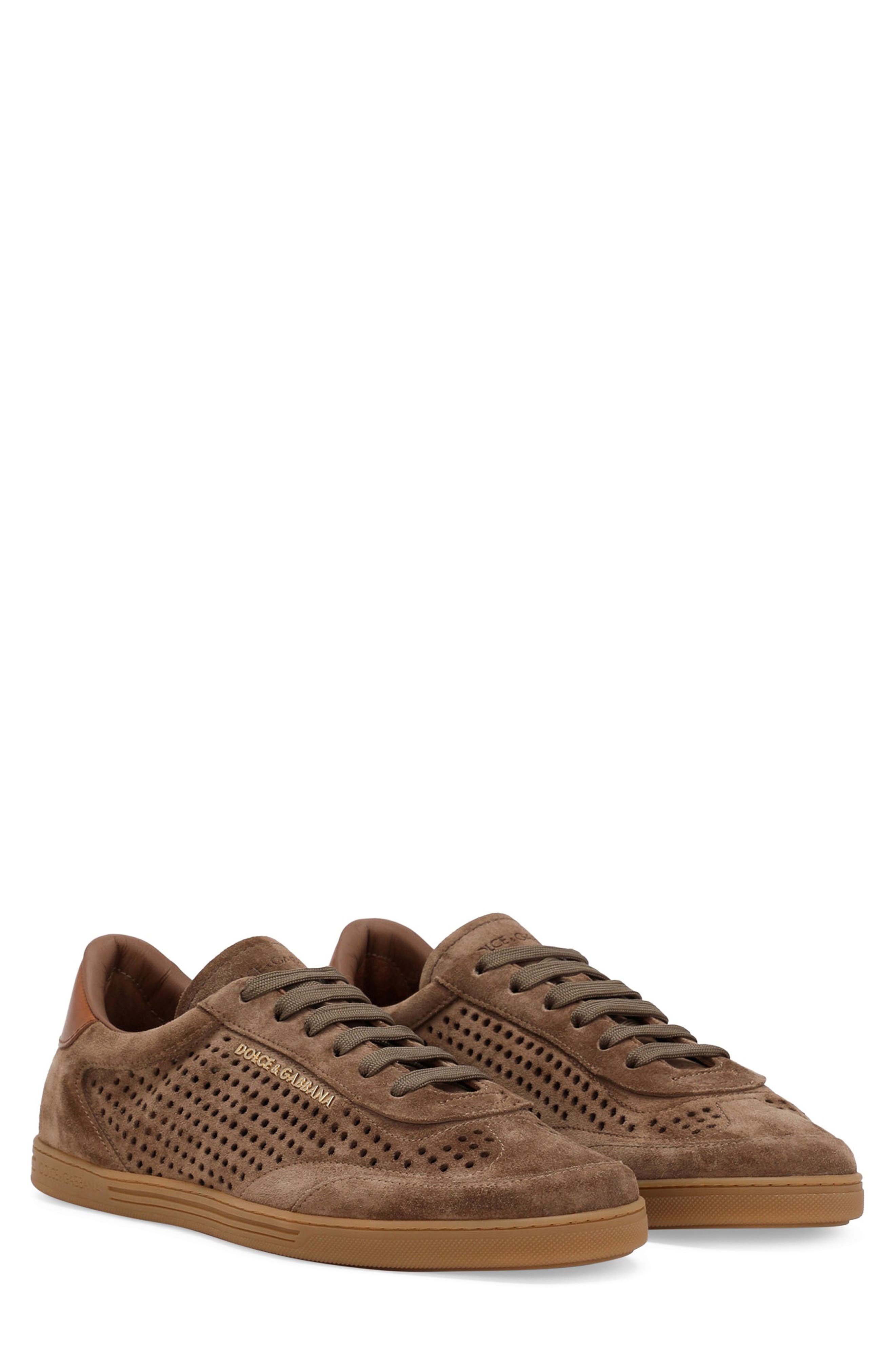 Dolce&Gabbana Perforated Low Top Sneaker, Main, color, 8M076-Nocciola/ Naturale