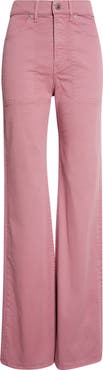Veronica Beard Crosbie Stitch Pocket High Waist Wide Leg Pants