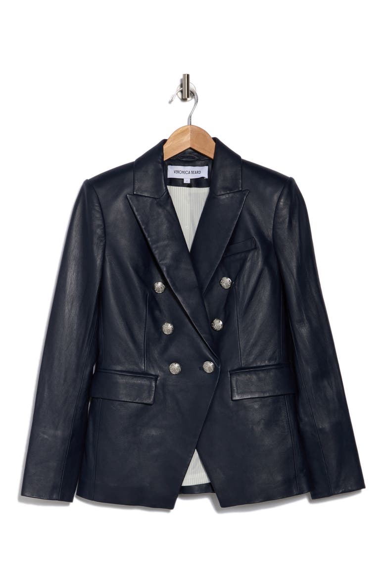 Miller Leather Dickey Jacket, Alternate, color, NAVY