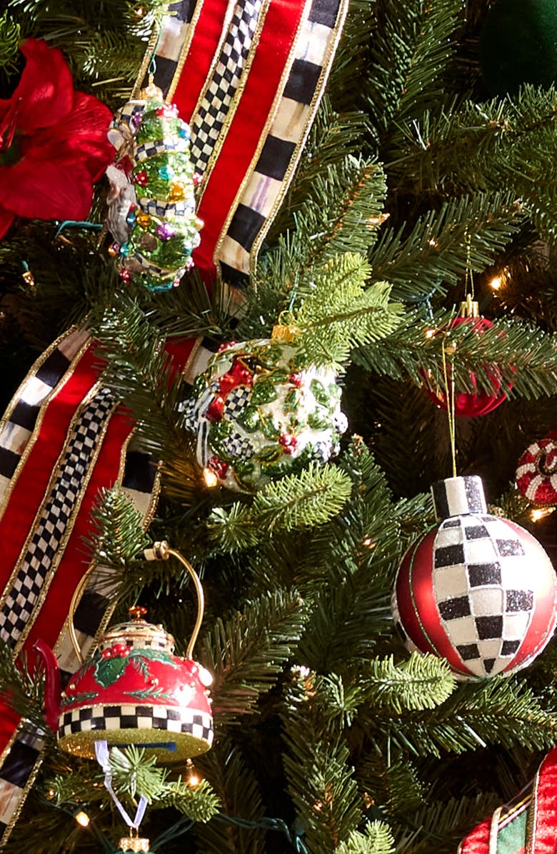 MACKENZIE CHILDS Cardinal Glass Ball Ornament, Alternate, color, White