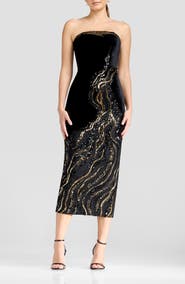 Dress the Population Viviana Sequin Velvet Cocktail Midi Dress