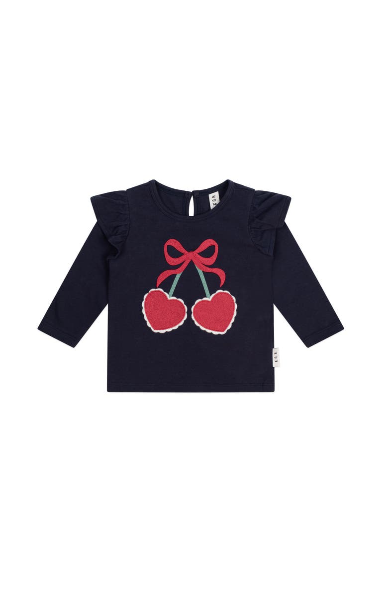 Huxbaby Cherry Pie Frill Top, Main, color, Indigo