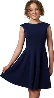 Un Deux Trois Textured Cap Sleeve Dress in Longer Length
